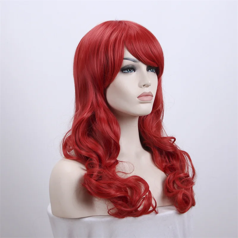 60CM Red Long Curly Wig  Synthetic Heat Resistant Fiber Cosplay Wig  Hair  Women Party Wig Die Vernixte Erste Liebe