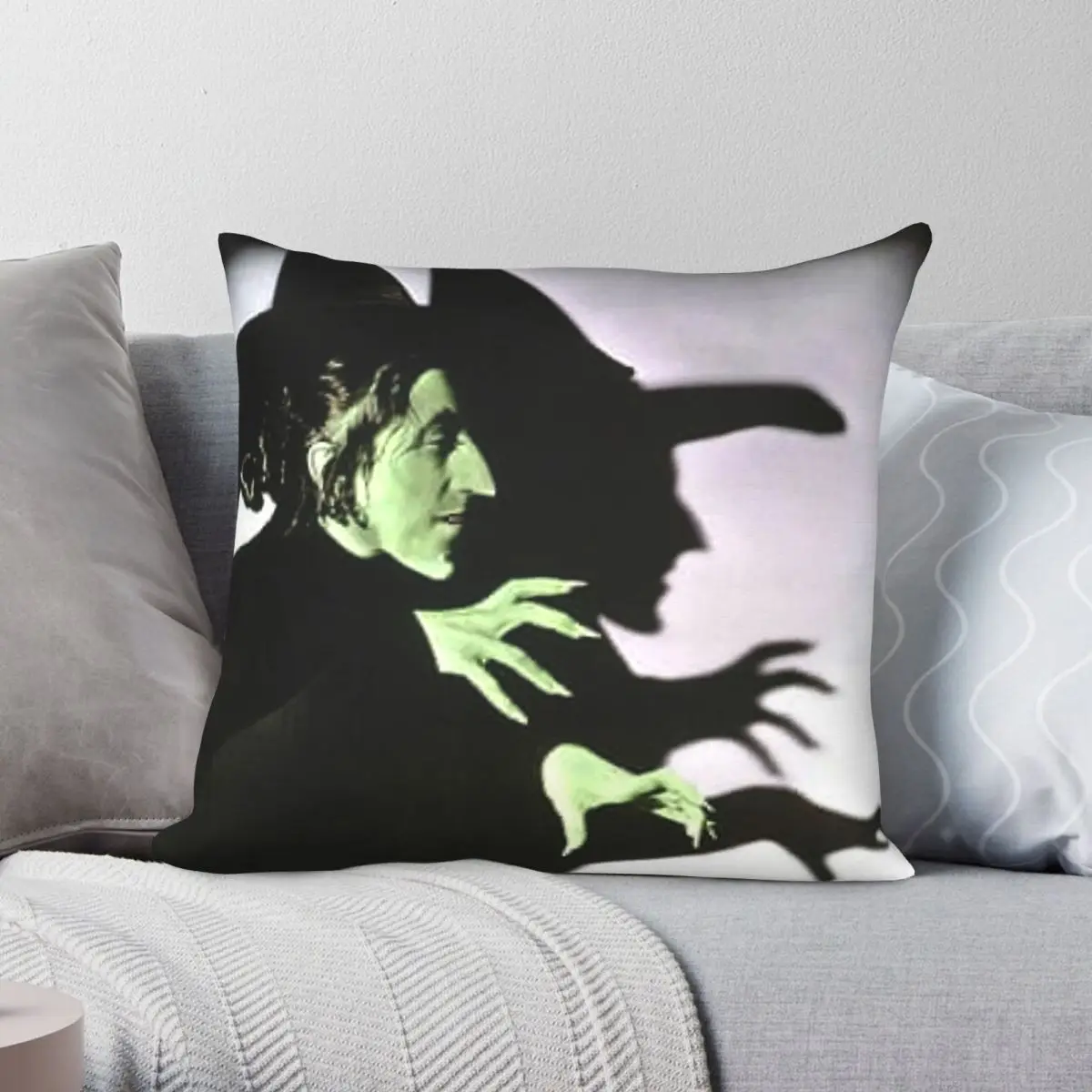 Wicked Witch Shadow Mask Pillowcase Polyester Linen Velvet Printed Zip Decorative Sofa Seater Cushion Cover