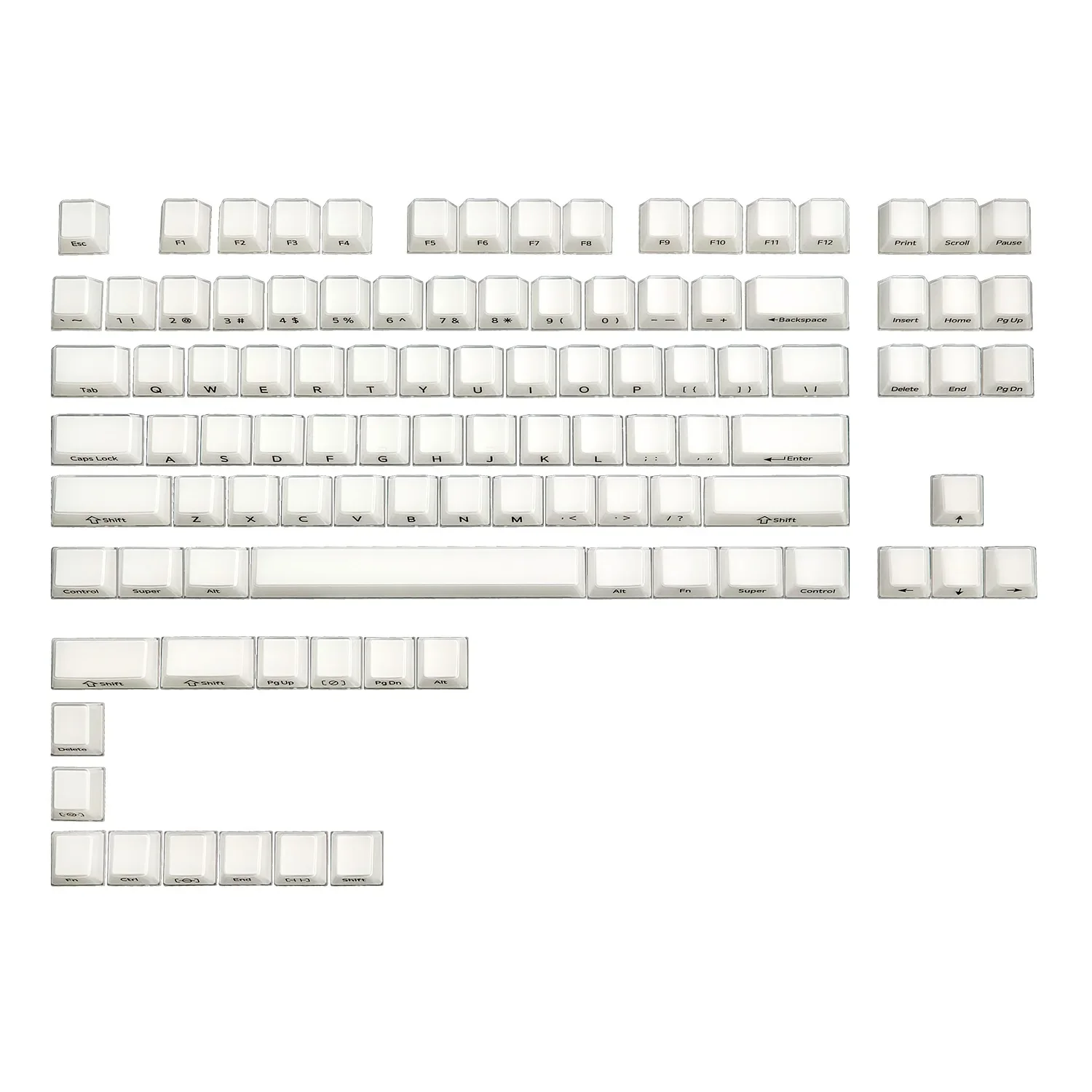 High crystal side engraved keycaps custom PC transparent wooting magnetic axis mechanical keyboard keycaps