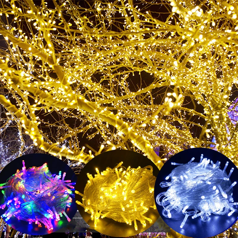 10/20M Garland Light Fairy Light Outdoor LED Holiday Light EU Plug Christmas String Lights Wedding Party Light Garden Decoration