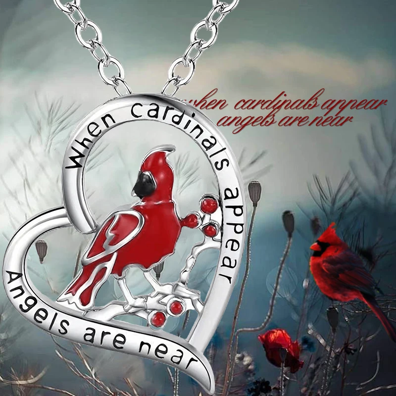 Accessories for Women Heart Bird Necklace Engraved Letter Drop Oil Red Lord Animal Pendant Valentines Day Gift Designer Jewelry