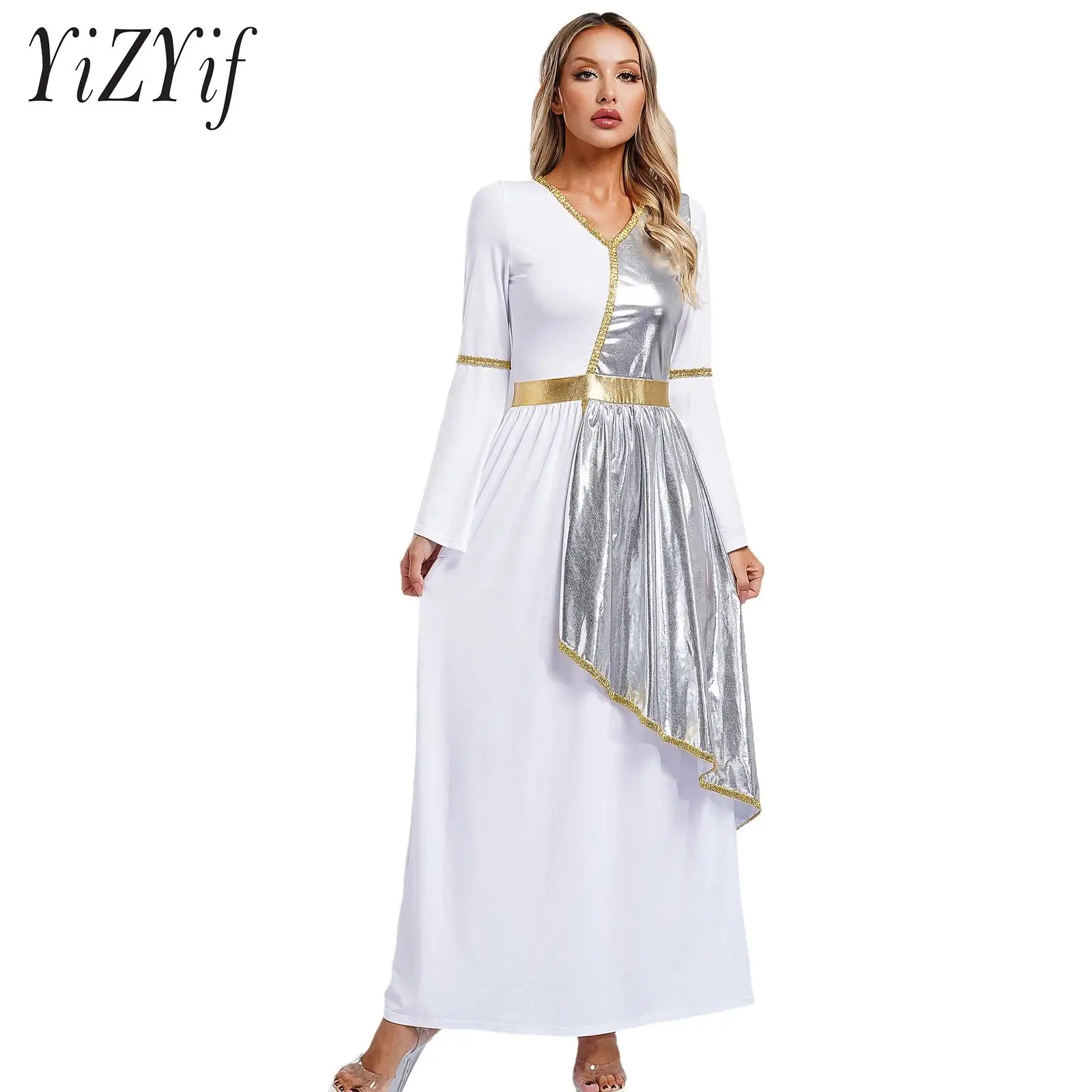 Womens Greek Princess Costume Ancient Grecian Roman Empress Nobility Toga Dress Halloween Cosplay Party Mythos Dress Up