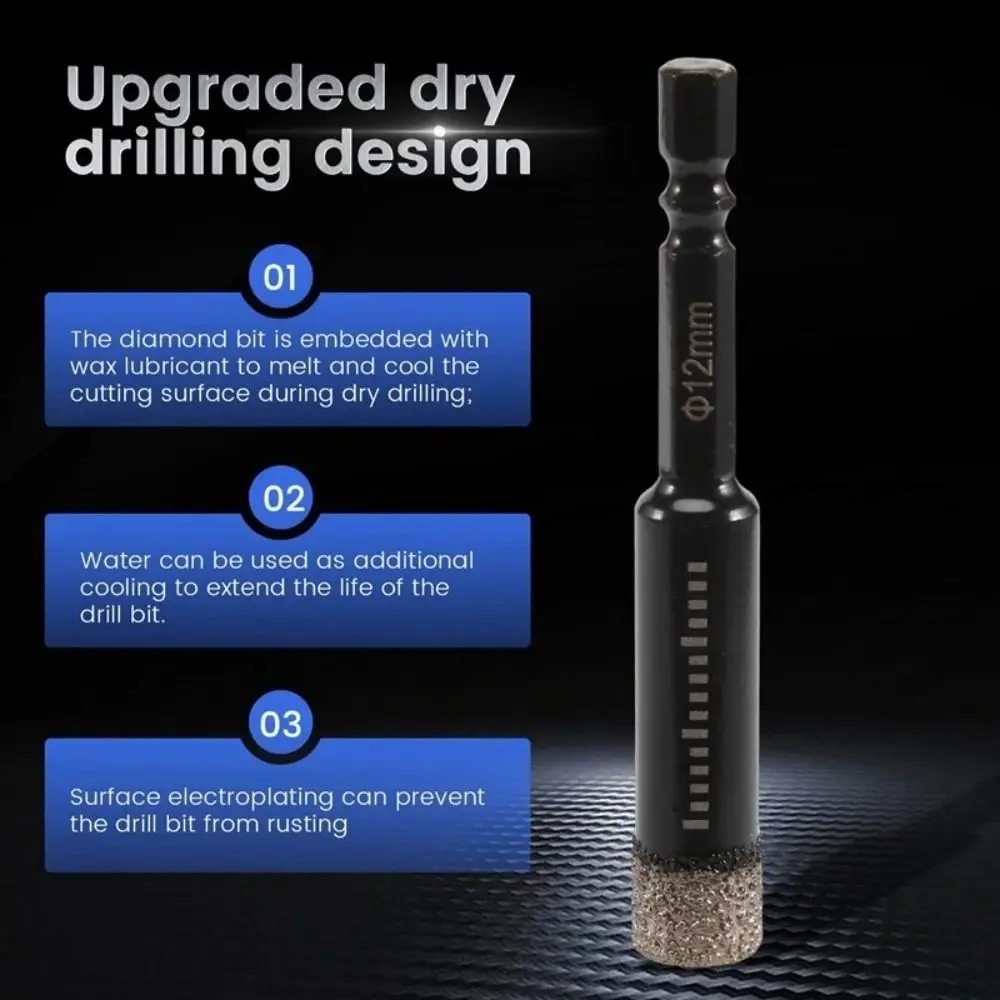 

5-16 мм керамическое сверло с сухой сваркой, шестигранный хвостовик, открывалка для отверстий в твердой плитке, алмазное сверло для гранита, керамической плитки, камня, стекла