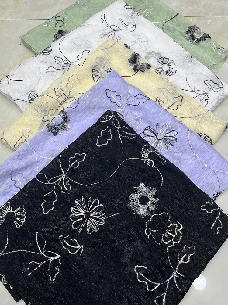 نسيج شبكي أسود فرنسي، قماش كلاسيكي مطرز يدويًا على شكل عباد الشمس، قماش مخيط، فستان سهرة، فستان، ملابس أطفال