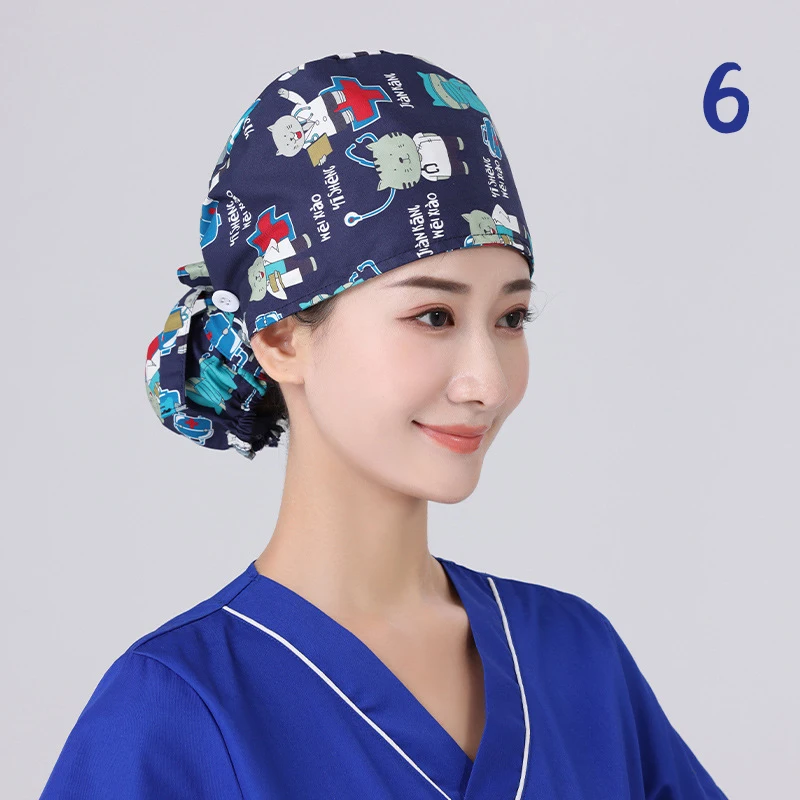 Unisex Adjustable Tie Back Scrub Hat, Beauty Salon Cap