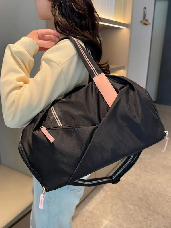 large-capacity-sport-fitness-bag-women's-handheld-luggage-yoga-training-travel-bag-wet-and-dry-separation-shoe-compartment