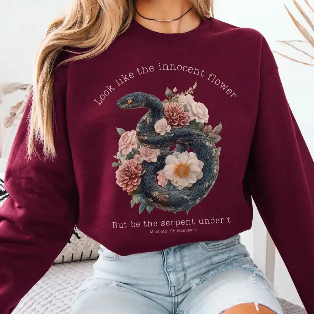 เสื้อสเวตเตอร์พิมพ์ลาย Vintage The Course of True Love Never Did Run Smooth แขนยาว ผ้าฟลีซเนื้อนุ่ม คอกลม สไตล์ Y2K เสื้อสตรีทแวร์