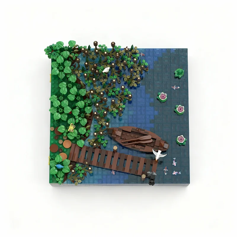 1417pcs MOC Kasteel Hohengeroldseck Lake Reeds Boot Model Bouwstenen Constructie Speelgoed Baksteen Kinderen Kerstcadeaus Verjaardag