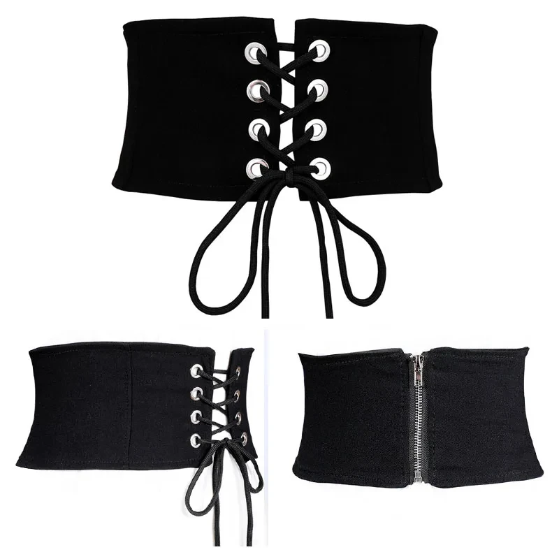 Fashion Women\'s Corset Belt Black Dress Designer Waistbands Lady New Zipper Cummerbunds Elastic Wide Waist Belts