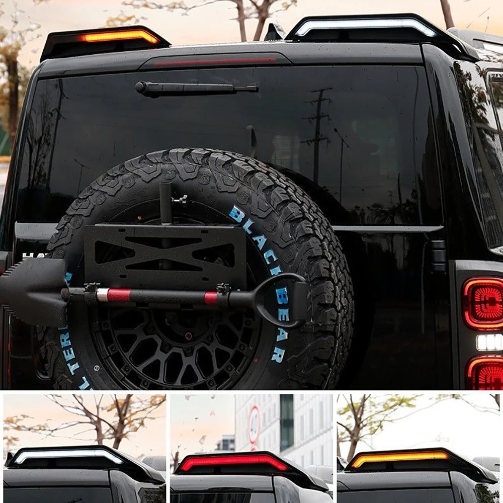 

For GMW Haval H9 2024 2025 2026 Car Segmented Tail Wing,Tailgate Roof Split With Lights,LED Streamlined Tail Wing 2pcs