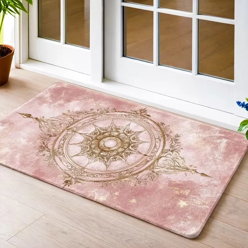 Boho Colorful Geometric Diamond Floral Door Mat Non Slip Indoor Entrance Rug Ethnic Aztec Pattern Doormat for Hallway