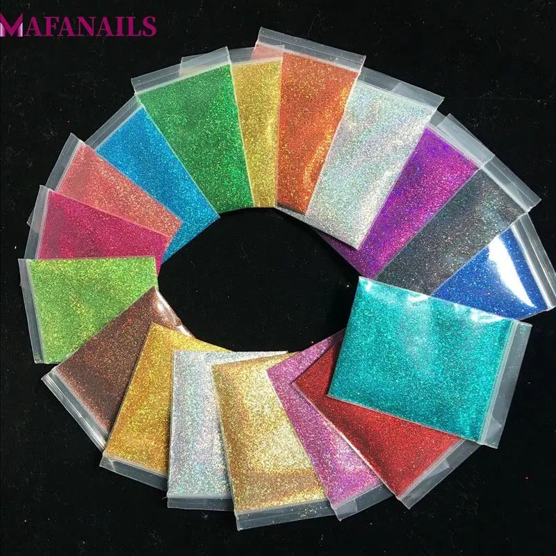 

50g-bag 0.2MM(1/128) 008inch Holographic Powder Shining Nail Glitter Dust Powder for Nail Art DIY Tattoo Glitter Decoration 1Bag