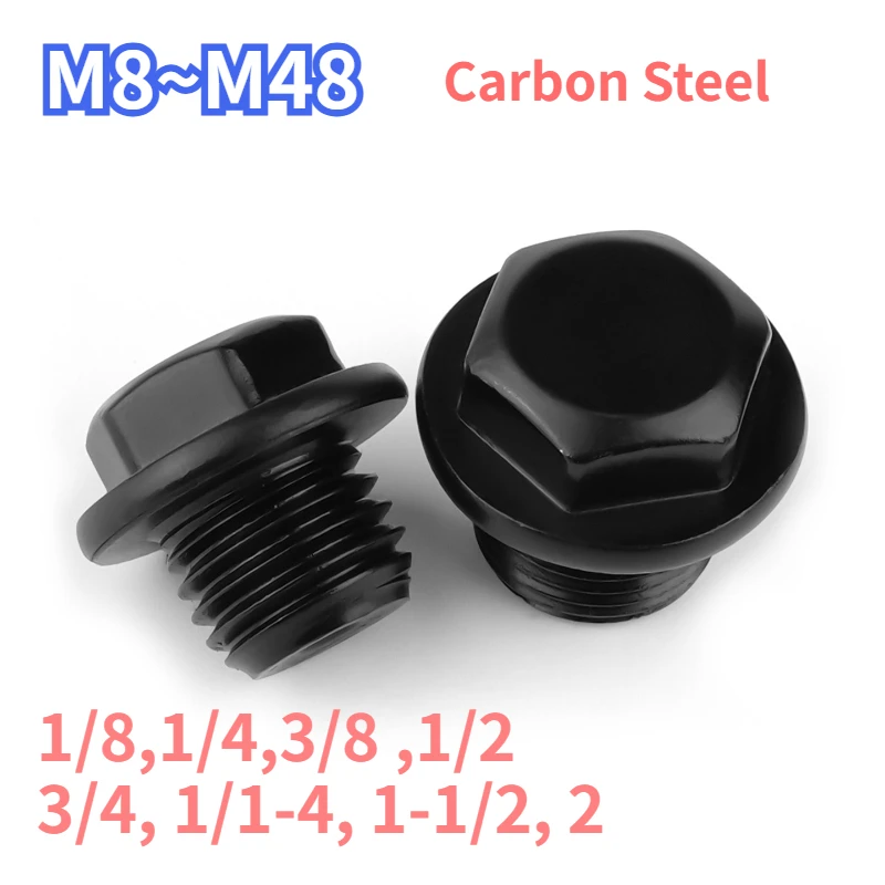 M8 M10 M12 M14 M16 M18~M48 1/8 1/4 3/8 1/2 3/4 1/1-4 Male Grade 4.8 Carbon Steel End Plug With Flange Hex Head Hydraulic JB1000
