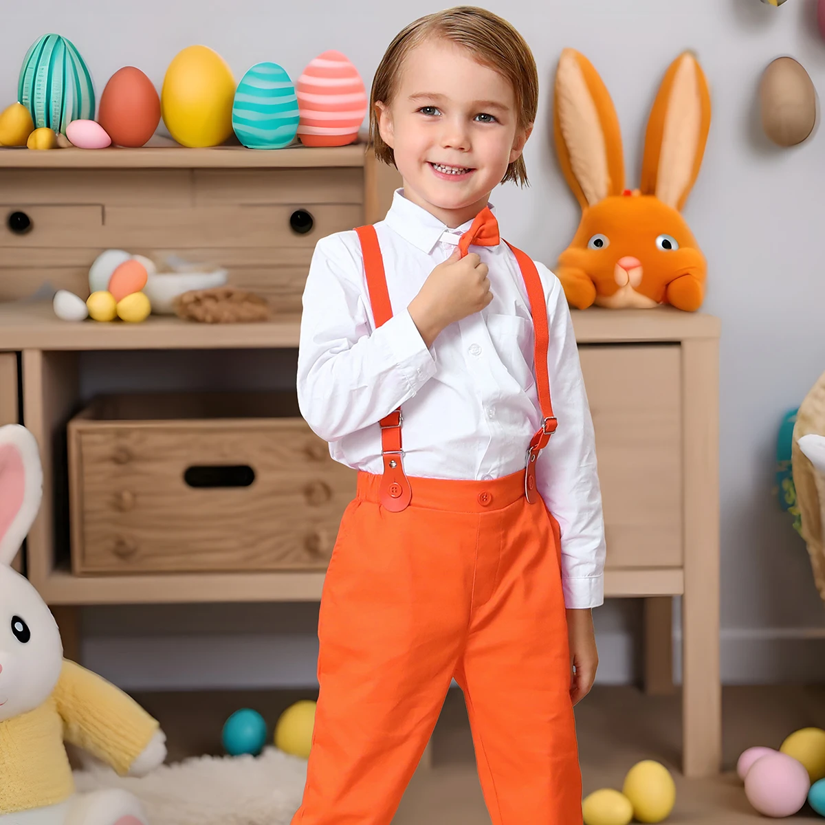 Baby Boy Halloween Outfit Set Suit for Kids Clothes Toddler Party Gift Infant Suspender Orange Formal Winter Photography Costume