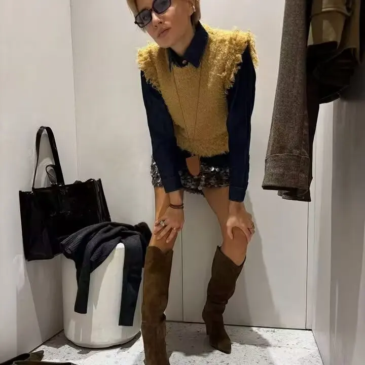 

Модный вязаный топ без рукавов с круглым вырезом в японском стиле, новинка 2025 года, женская облегающая элегантная майка, женская повседневная базовая майка на бретелях