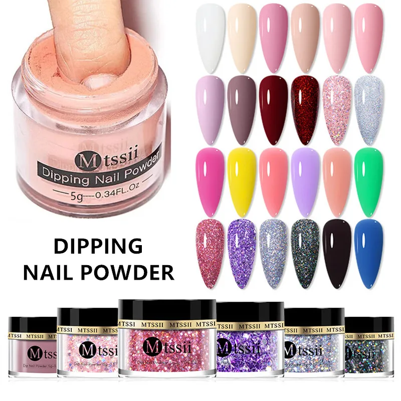 5g Dipping Nail Powder Glitter Powder Natural Dry Acrylic Powder No Need Lamp Cure Dipping System Nail Art Manicure Decoration