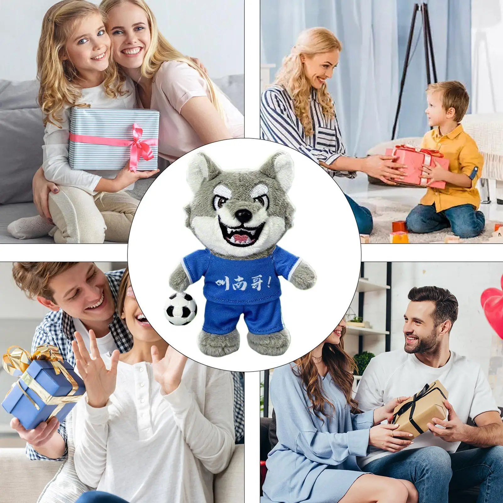 Lupo Peluche Lupo Peluche Cartone animato Ciondolo che suona Decorazione della casa per adulti Bambini Letto per dormire Passeggini da viaggio Zaini Vacanze