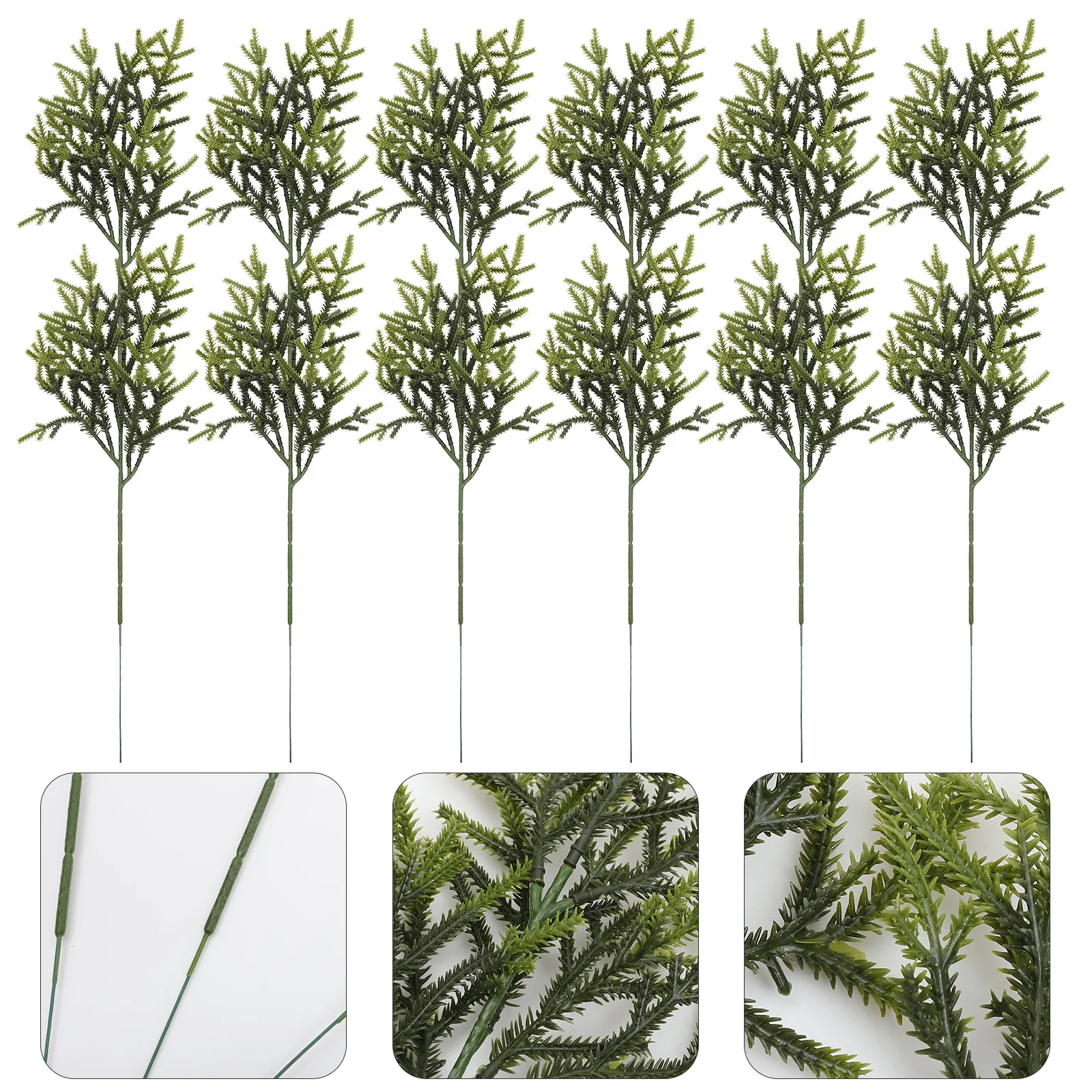 

12 Pcs Pine Artificial Green Needles Christmas Fake Twigs Plastic Faux Branches