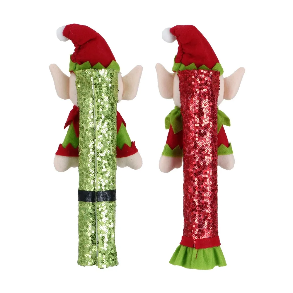 Christmas Fridge Handle Covers Santa Claus Elf Doll Microwave Oven Door Handle Cover New Year Kitchen Appliance Supplies