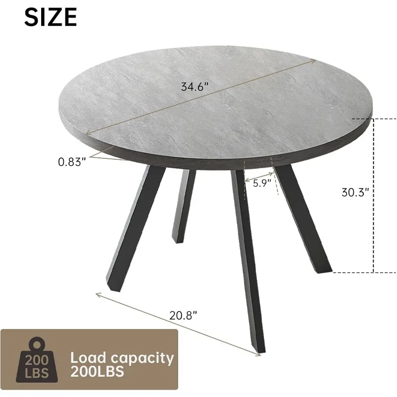 Mid Century Modern Small Round Dining Table 34.6 Inch, Leisure Coffee Table, Saving Space (Table)