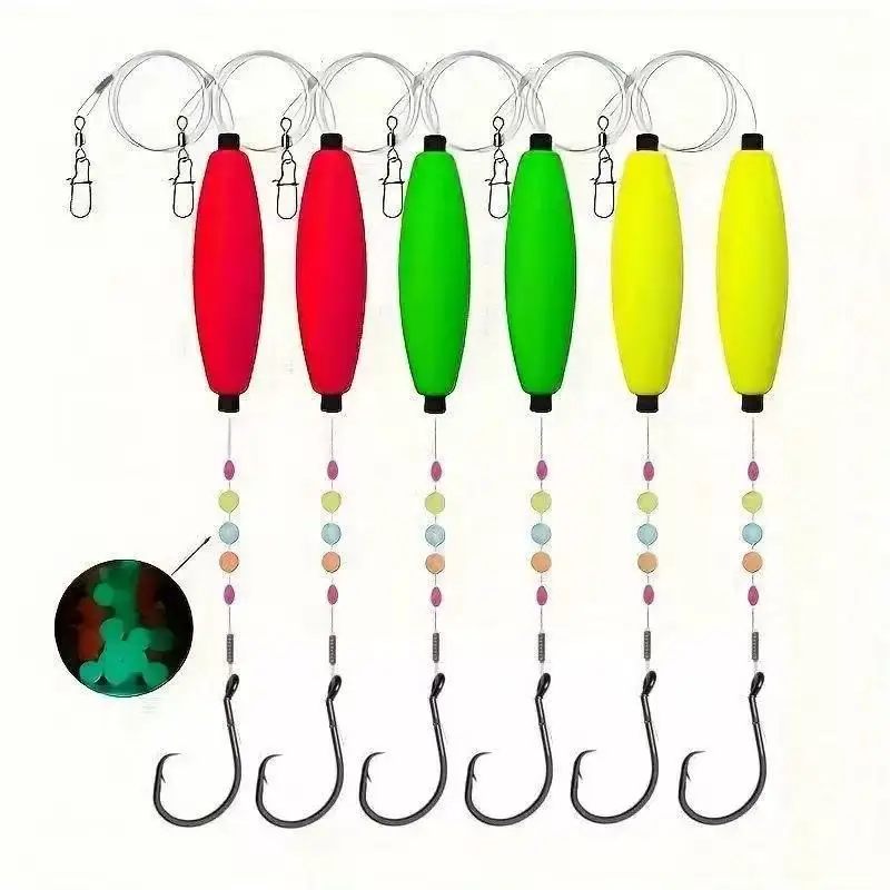 2-Pack Long-Distance Casting Catfish European-Style Fishing Set with Luminous Beads, Cigar Float, Round Hook Fishing Set, Reservoir Fishing Float, Fishing Gear