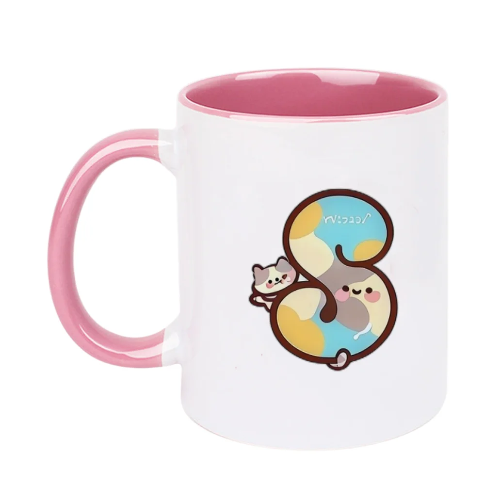 11oz Ceramic Coffee Mug with Cute Cat and Squirrel Print for Home Office Use Perfect for Birthday Summer Travel Camping and Holi