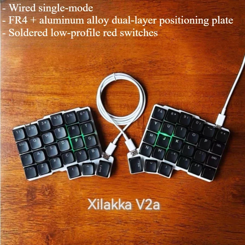 NEW Silakka54 Wired Split Keyboard Low Profile Customized Soldered Red Switch Gaming Split Mechanical Keyboard Ergonomics Vial