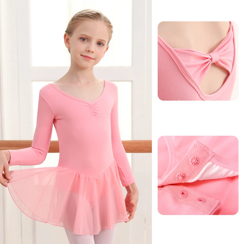 

Child Ballet Leotard Dancewear Short Sleeve Backless Tutu Dresses Girls Gym Train Dance Costumes