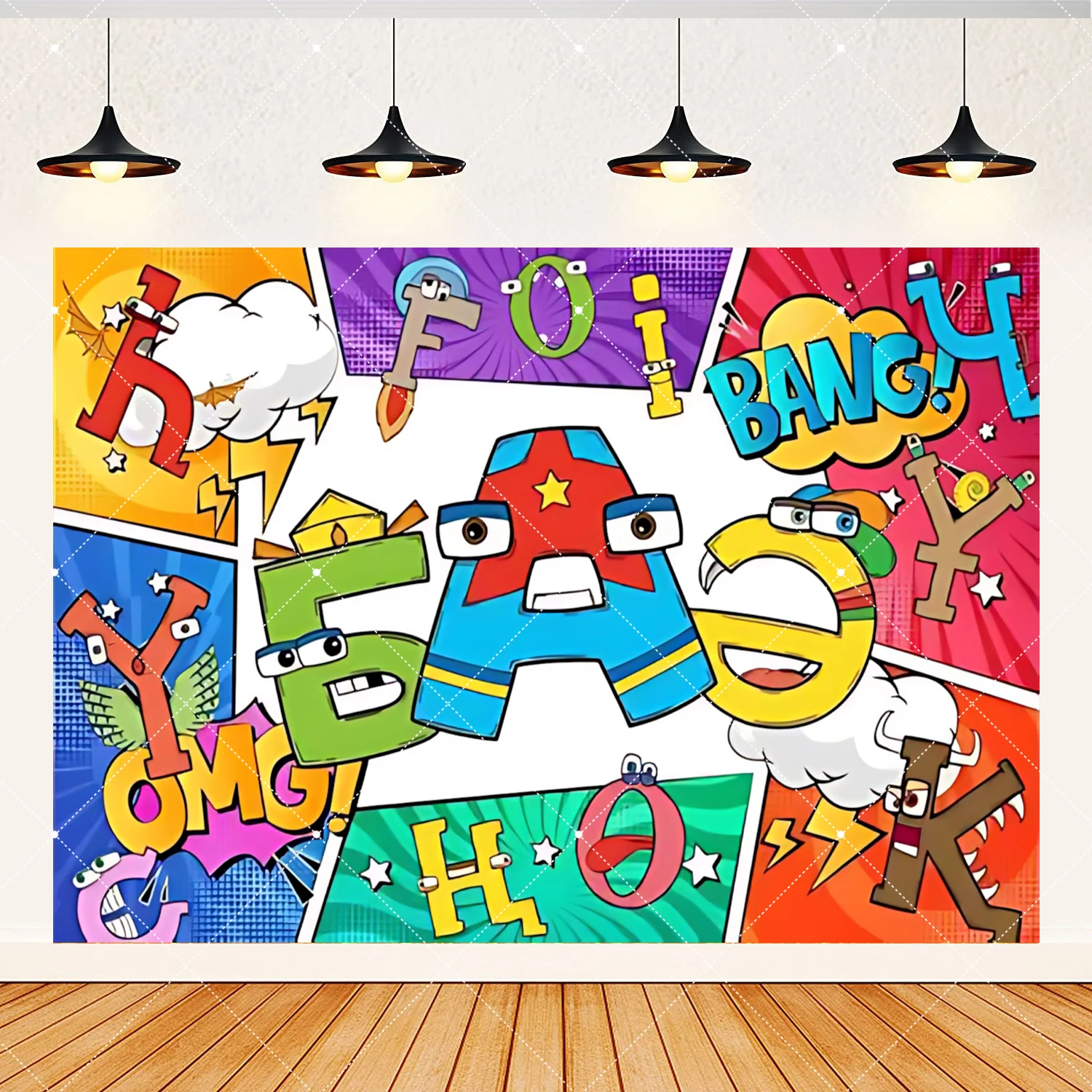 Colorir alfabeto lore tema fundo crianças festa de aniversário decoração banner chá de bebê educação precoce presentes foto adereços