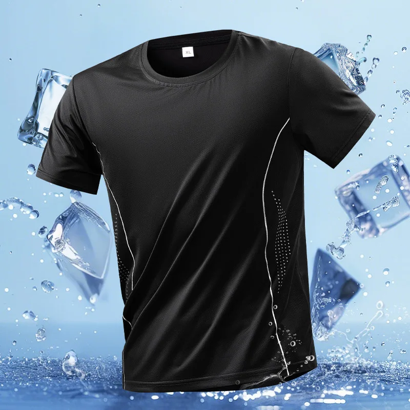 2026 Summer Men's Running T-Shirt Quick Dry Breathable Soft Touch Crewneck Casual Tee for Daily Jogging Gym Workout
