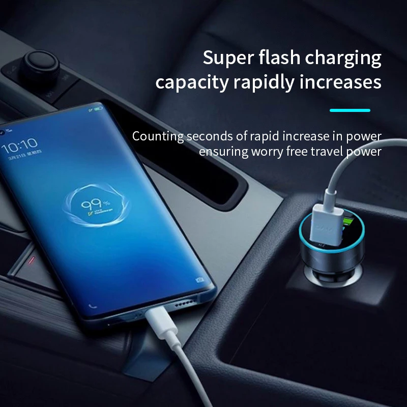 Cargador de coche de 2 puertos con pantalla Digital de 240W, adaptador de carga USB rápido para IPhone, Samsung, Xiaomi, Huawei, cargadores de carga rápida