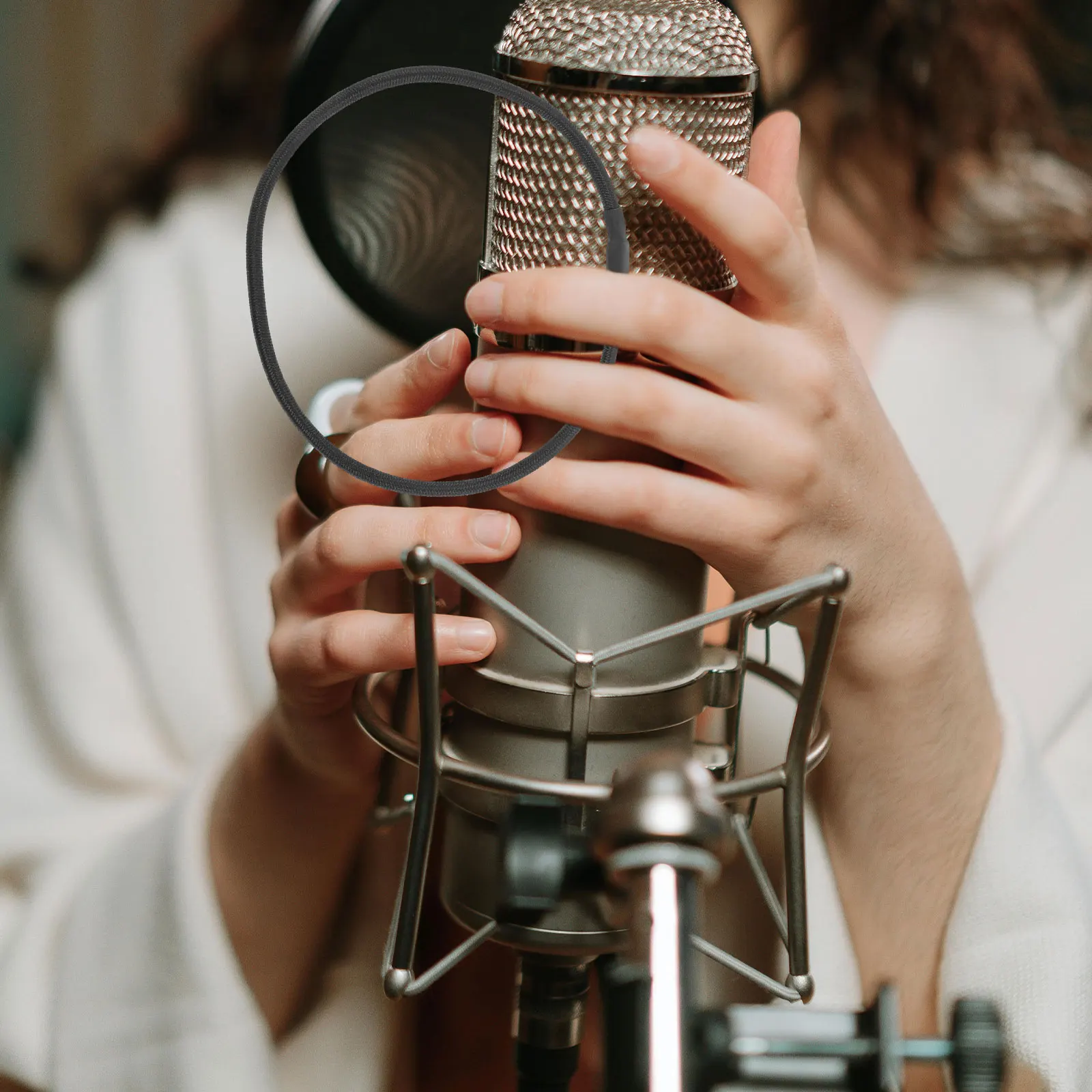 10Pcs Microphone Shock Mount Kit - Rubber Rope Clip Adapter for Condenser Mics, Desktop Stand Holder with Anti-Vibration