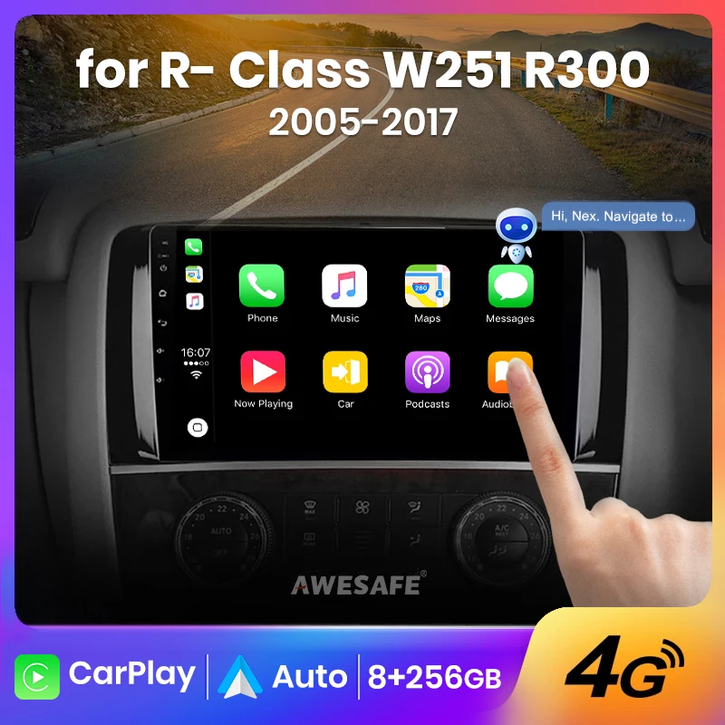 AWESAFE Wireless CarPlay Android Auto Radio for Mercedes Benz R Class W251 2005-2017 Car Multimedia Player GPS 2din autoradio