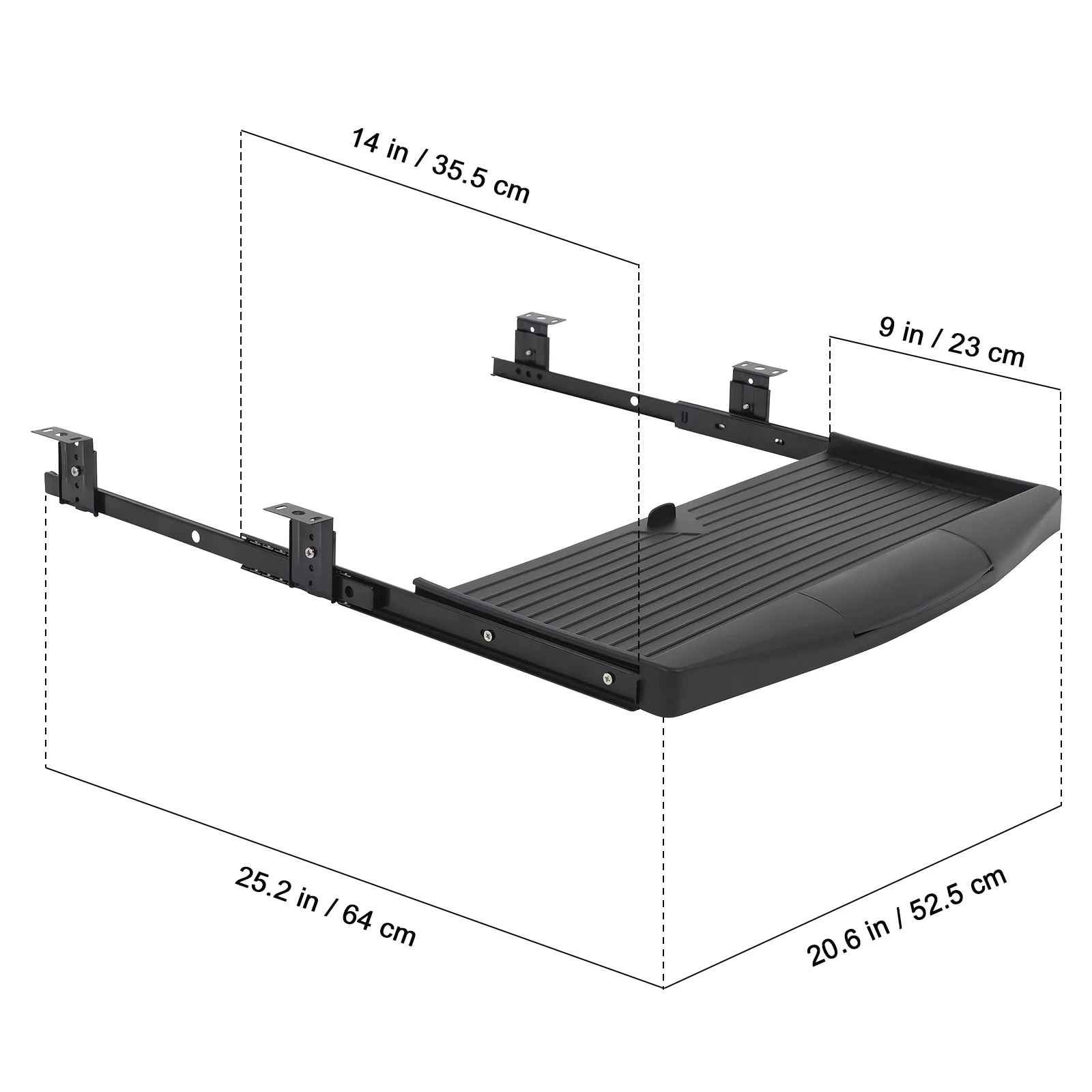 1 Adjustable Computer Keyboard Stand Tray Black Drawer Style ganizer Shelf Slide Out Under Desk Storage Mouse Platform