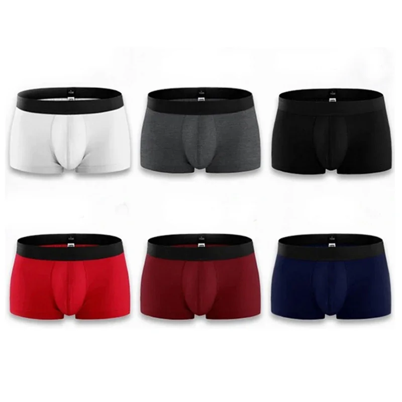 

6 Pcs/Lot Men's Cotton Panties Underpant Boxer Intimate Underware Homme Thermal Shorts Sexy Lingerie Solid Color Boxers Briefs