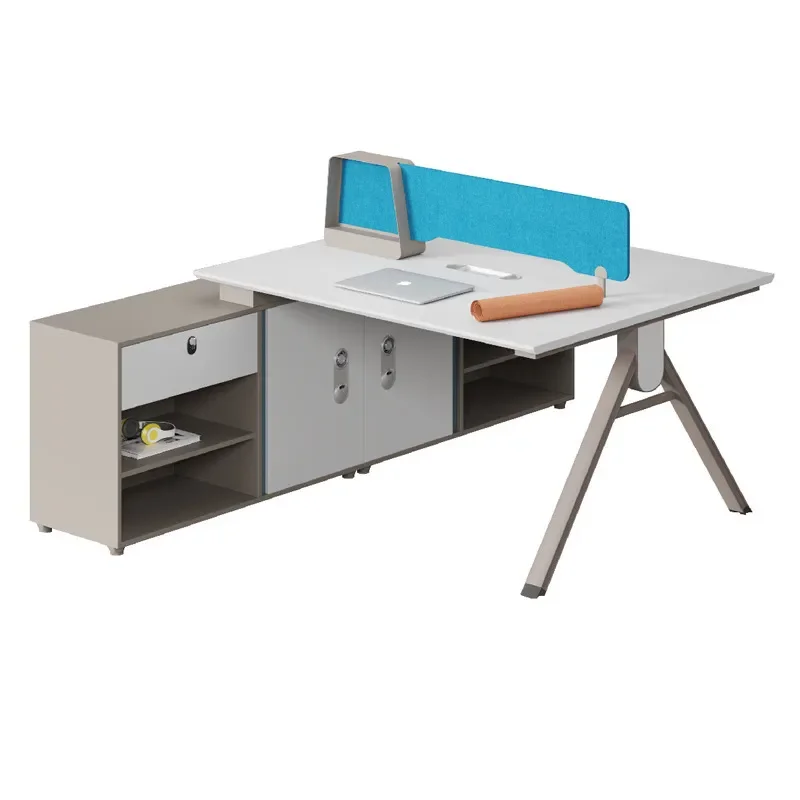4 Person Office Desk with Privacy Screens Workstation Modular Finance Cubicle Partitioned Employee Desk Cluster