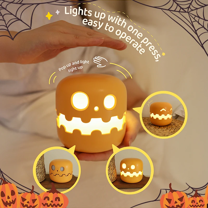 Imagem -03 - Halloween Pumpkin Lamp For Kids Funny Bedside Decoration Ambience Light For Bedrooms Living Room Decoration Birthday Gift