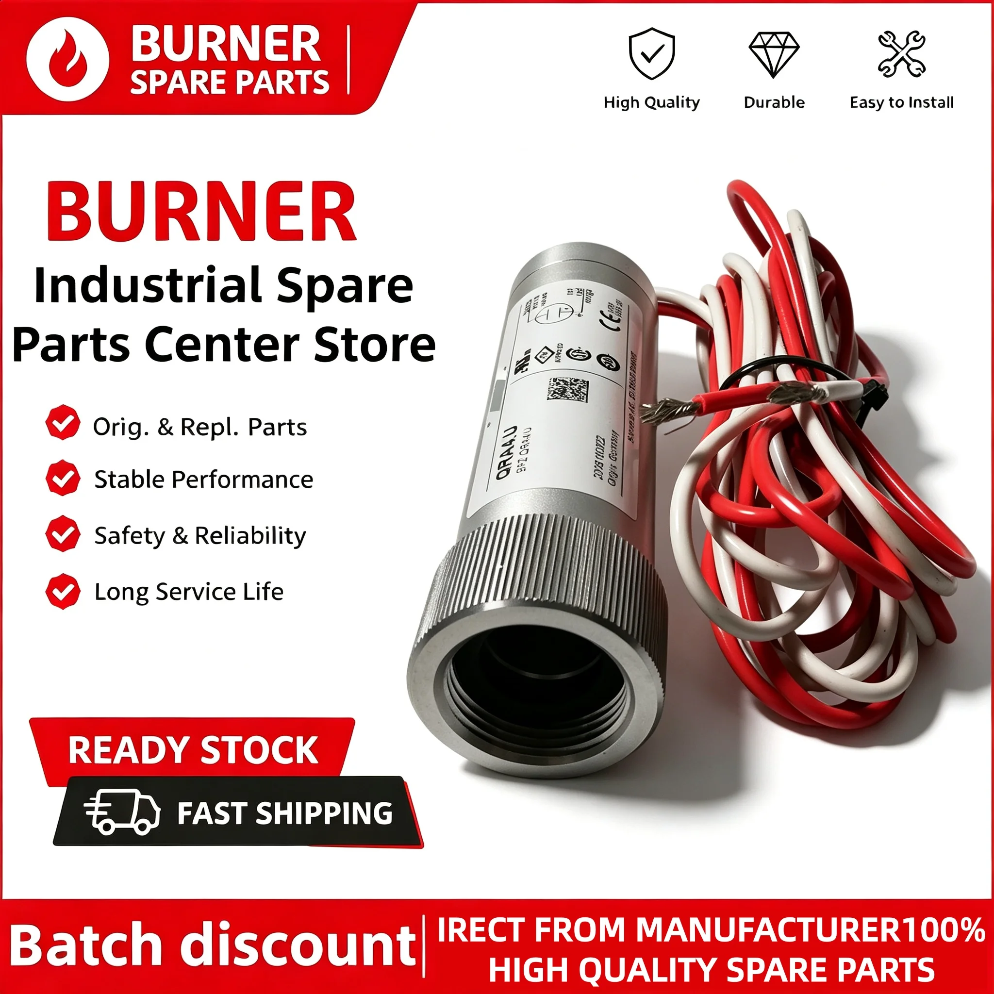 UV Flame Detector QRA4.U QRA4M.U Compatible OEM & Replacement Parts High Sensitive UV Tube Burner Boiler Spare Parts