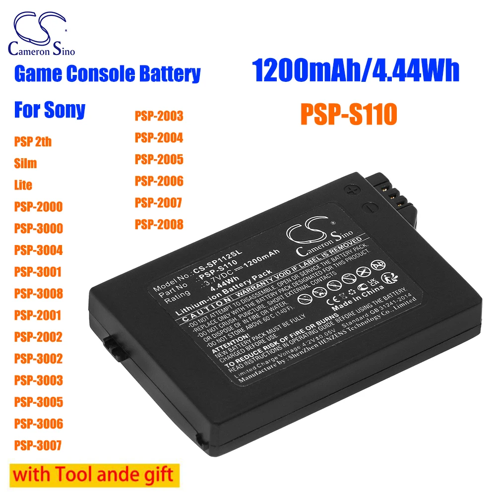 CS 1200mAh/1800mAh Battery PSP-S110 for Sony PSP 2th Silm Lite PSP-2000 PSP-3000 PSP-3004 PSP-3001 PSP-2001 PSP-2002 PSP-2003