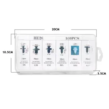 100件組汽車緊固件卡扣套件擋泥板鉚釘卡扣車身按壓式固定銷鉚釘保險桿門飾板固定器汽車卡扣 8 最佳銷售 汽車夾 - №2