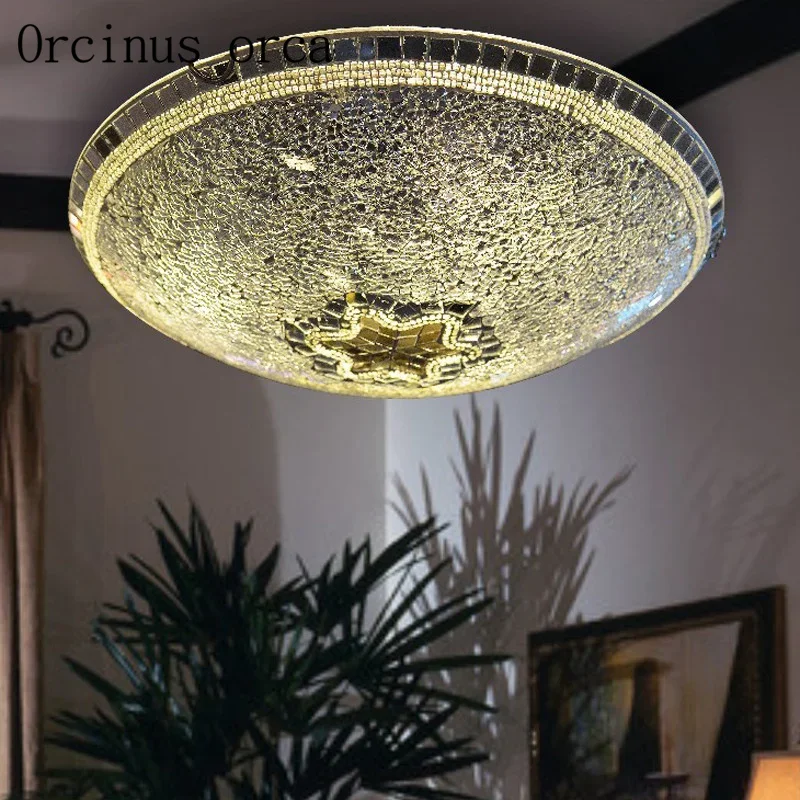 

Mediterranean creative led glass ceiling lamp room balcony aisle pastoral warm white shell ceiling light free shipping