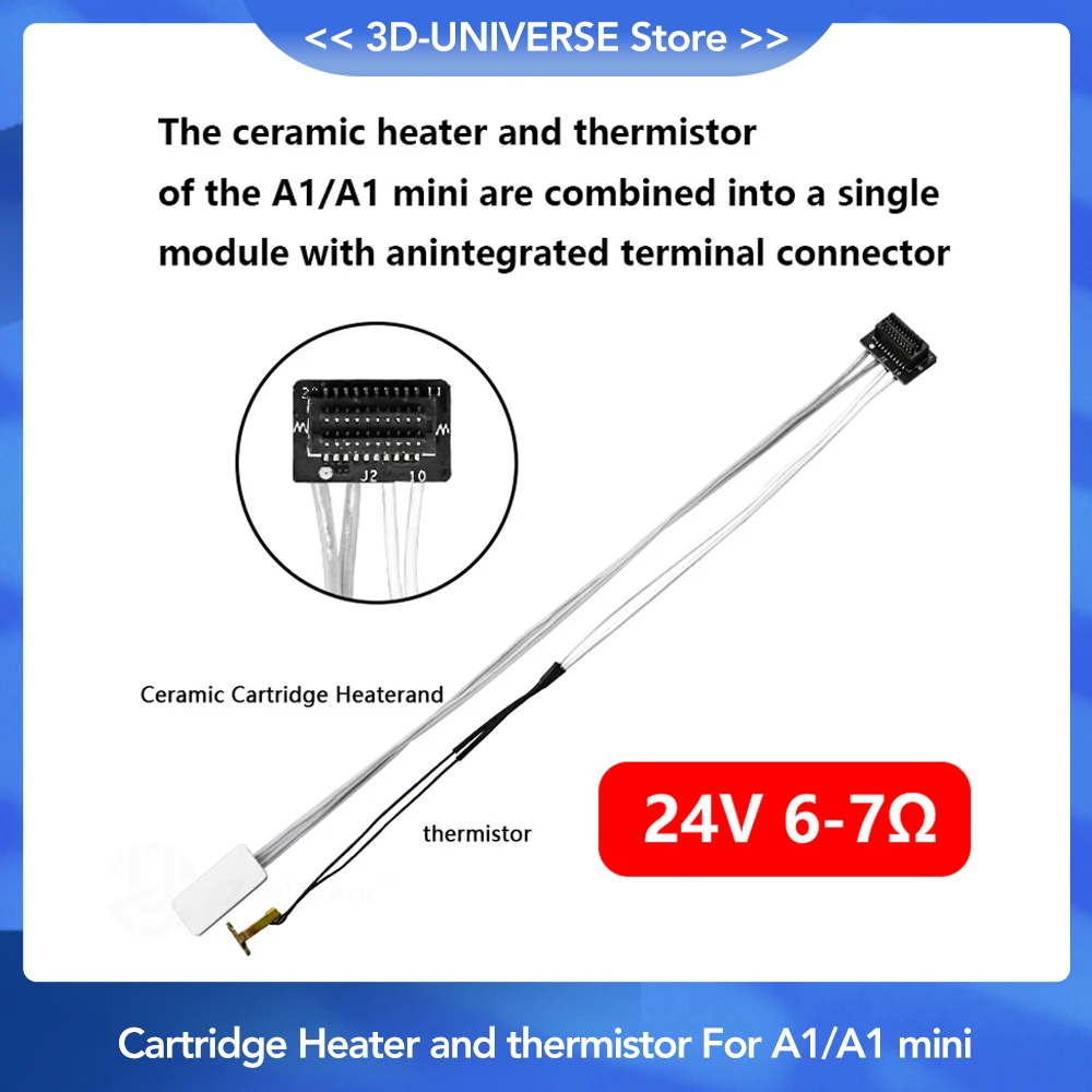 

Керамический картридж нагреватель 24 В для Bambu Lab A1/A1mini 100K NTC 3950, датчик температуры термистора