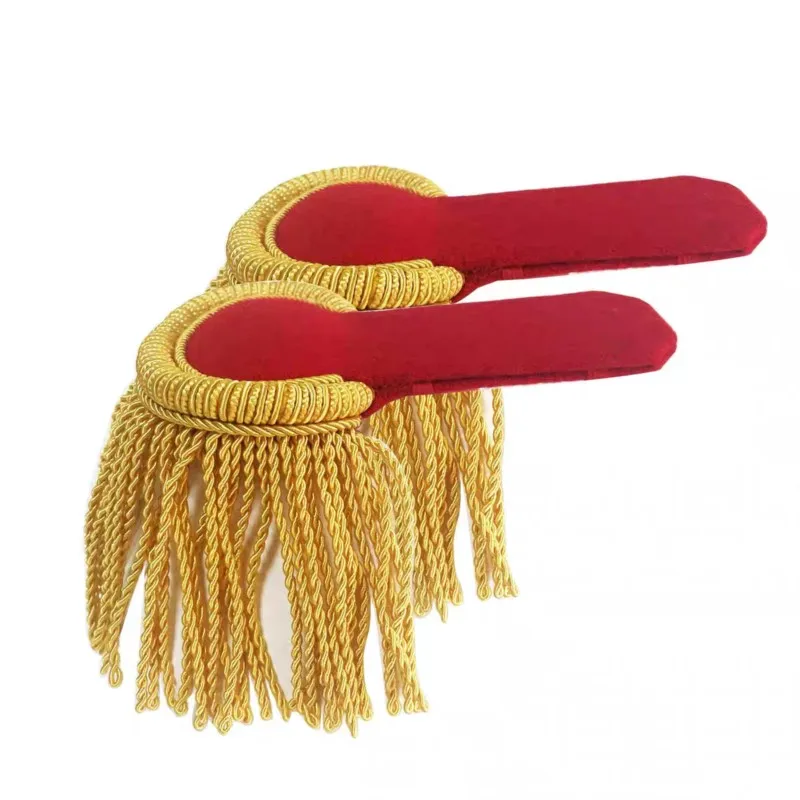 1Pair Military Gold Aiguillette Shoulder Rope Multipurpose Shoulder Pad Epaulettes Cosplay Jackets Overcoats Tassel Epaulet