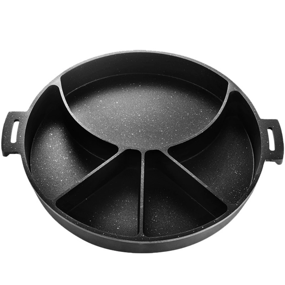 

KOSUN Korean Style Grill Pan Round Nonstick Divider BBQ Frying Pan Suitable for Home Cooking Kitchen Utensils Universal Stovetop