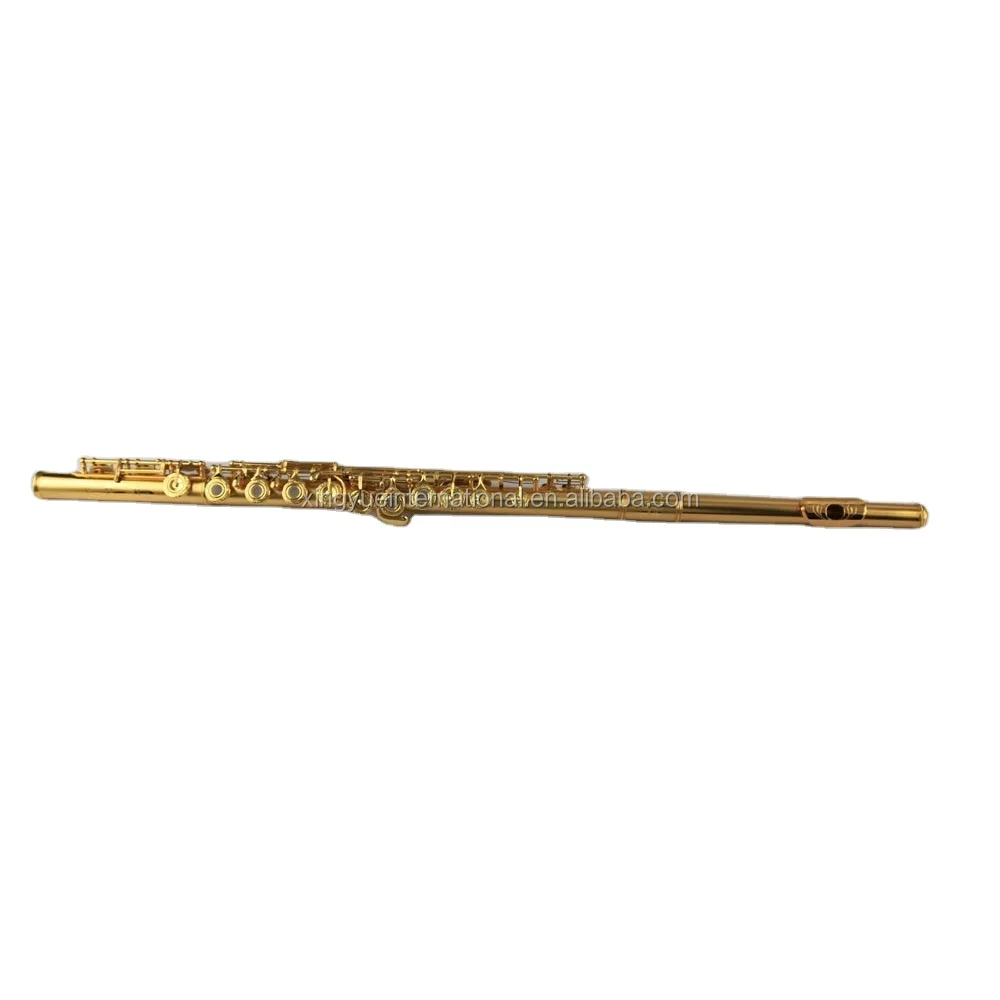 High Grade Gold Plated Flute Woodwind Musical Instrument for Beginner Student Home Practice Band Rehearsal Performance