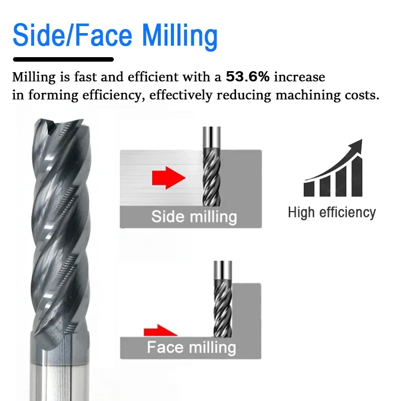 Metal Cutter Alloy Carbide End Mill HRC55 4 Flute 4mm 6mm 8mm 10mm 12mm 16mm 18mm 20mm Tungsten Steel CNC Maching Milling Tools