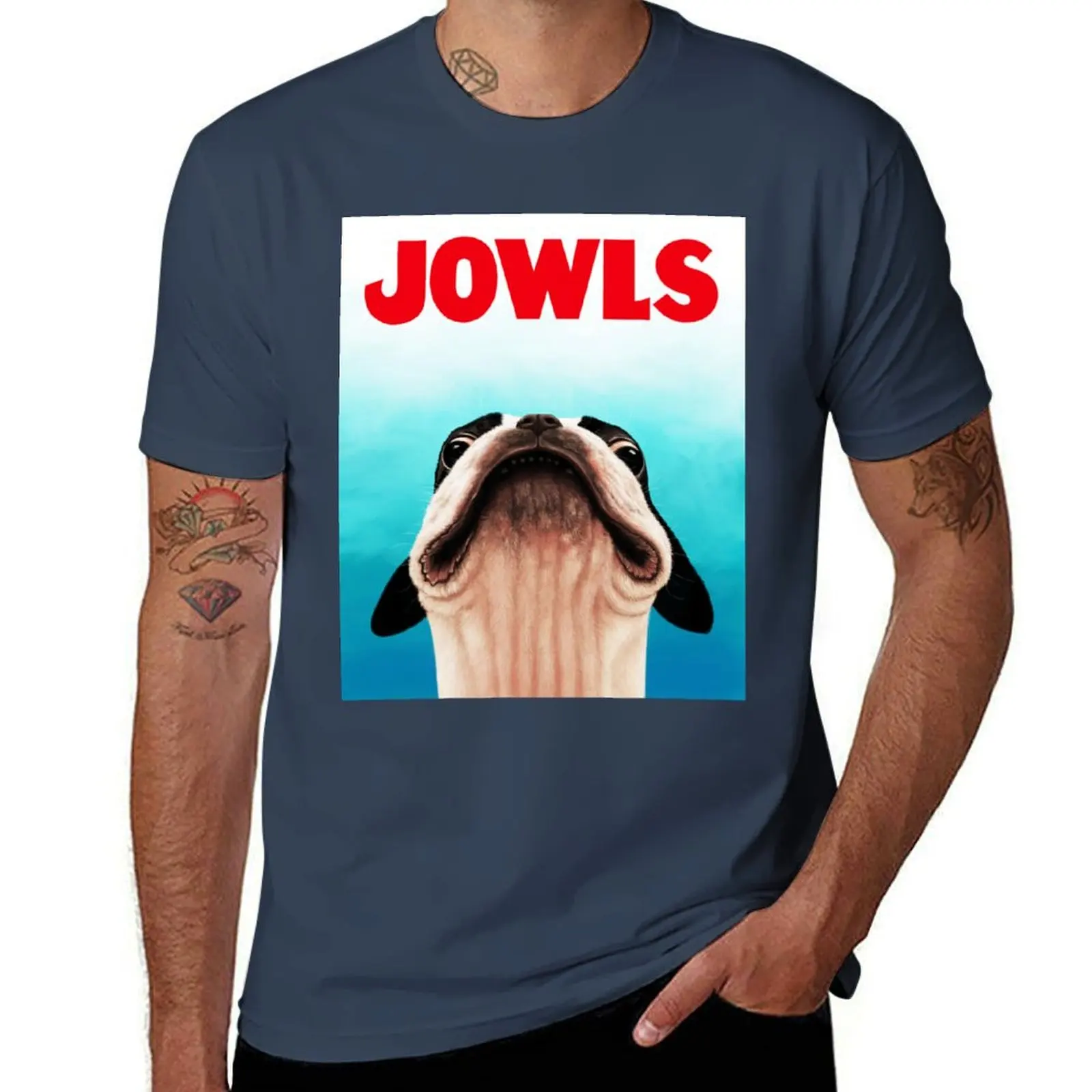 

Jowls Boston Terrier poster T-Shirt High Elasticity Sports Tee Shirt