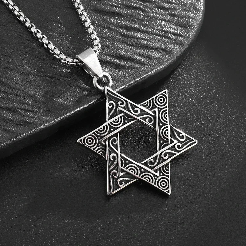 Gothic Solomon Star of David Pendant Six-Pointed Star Necklace Jewish Lucky Jewelry Accessories