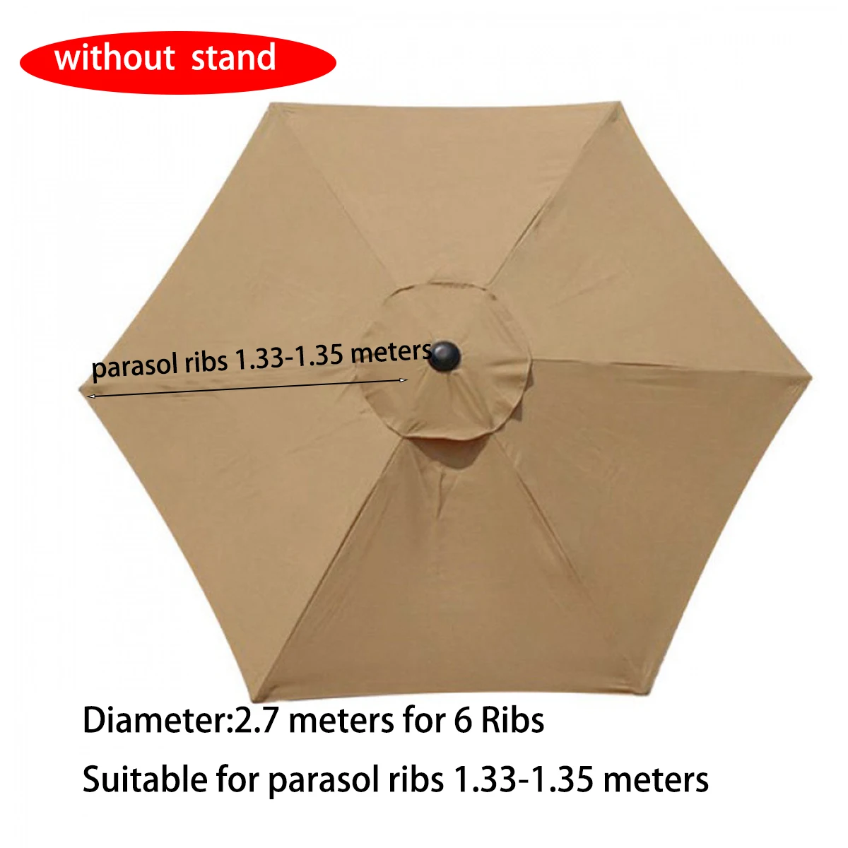 Parasol Replaceable Parasol Top Cloth Garden Patio Canopy Umbrella Cover Waterproof Sunshade 2/2.7/3m For 6 Ribs/8 Ribs