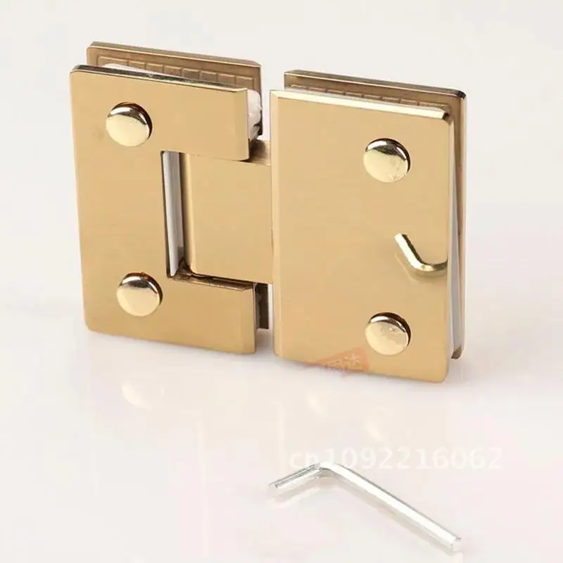 steel gold thickened stainless Bright glass bathroom clip elastic double hinge door